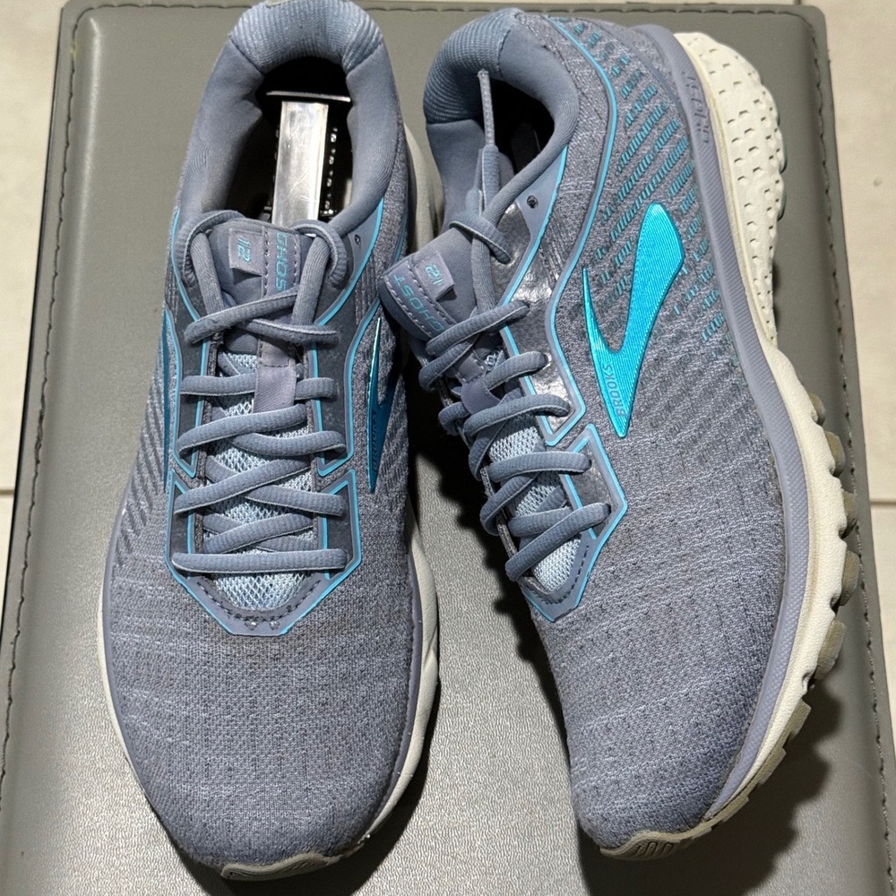 Brooks Ghost 12 Womens Running Shoes Grey Light Blue 1203051B403 Size 10